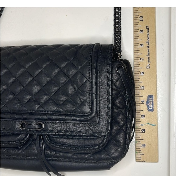 ZARA Quilted Leather W/Crossbody Chain Strap Black Chic City Bag RARE - Picture 3 of 16